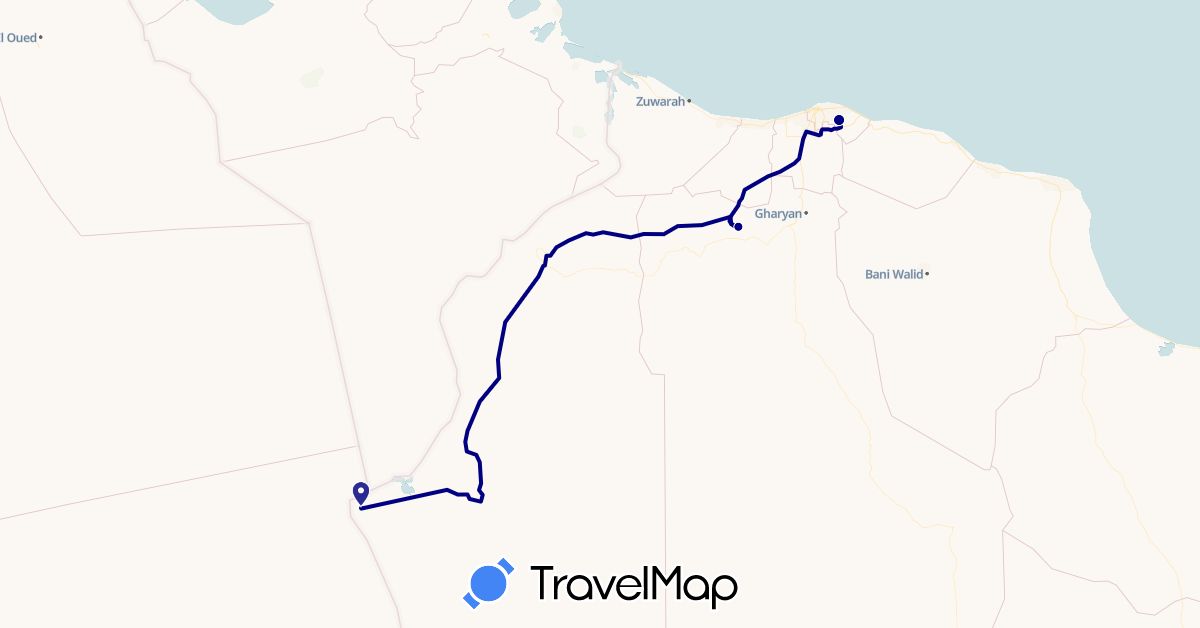 TravelMap itinerary: driving in Libya (Africa)