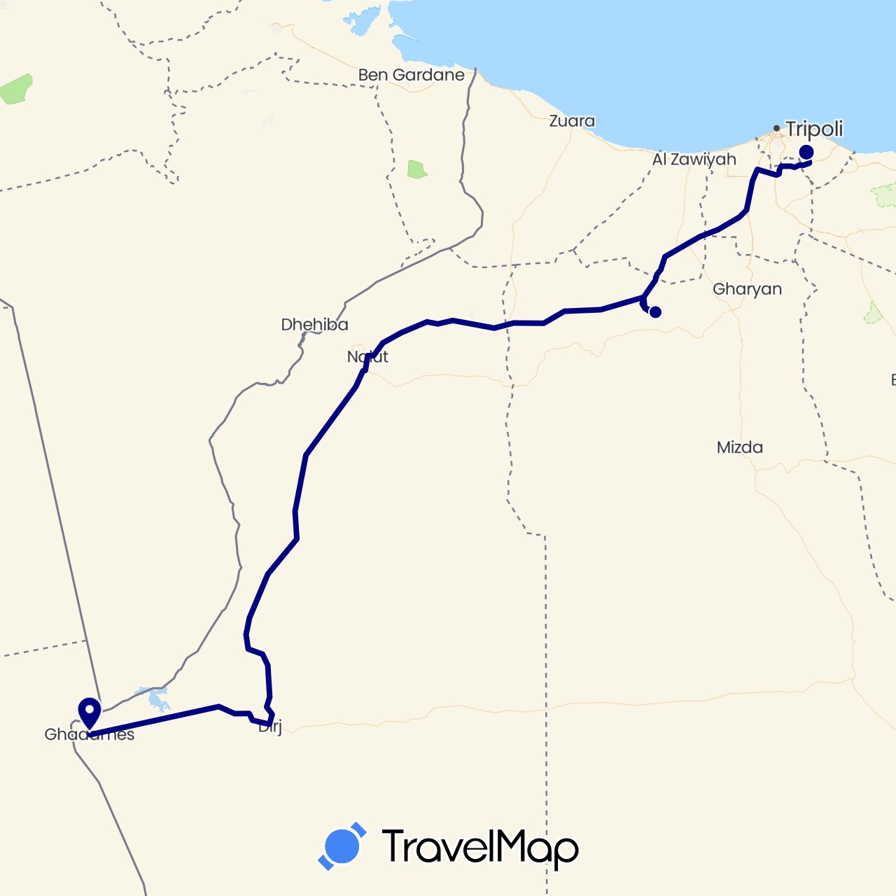 TravelMap itinerary: driving in Libya (Africa)
